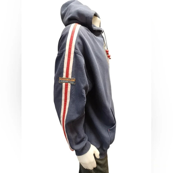 Maurice Malone L/S Blue Hooded Sweat Shirt GUC Vintage Size XXL - Picture 4 of 12